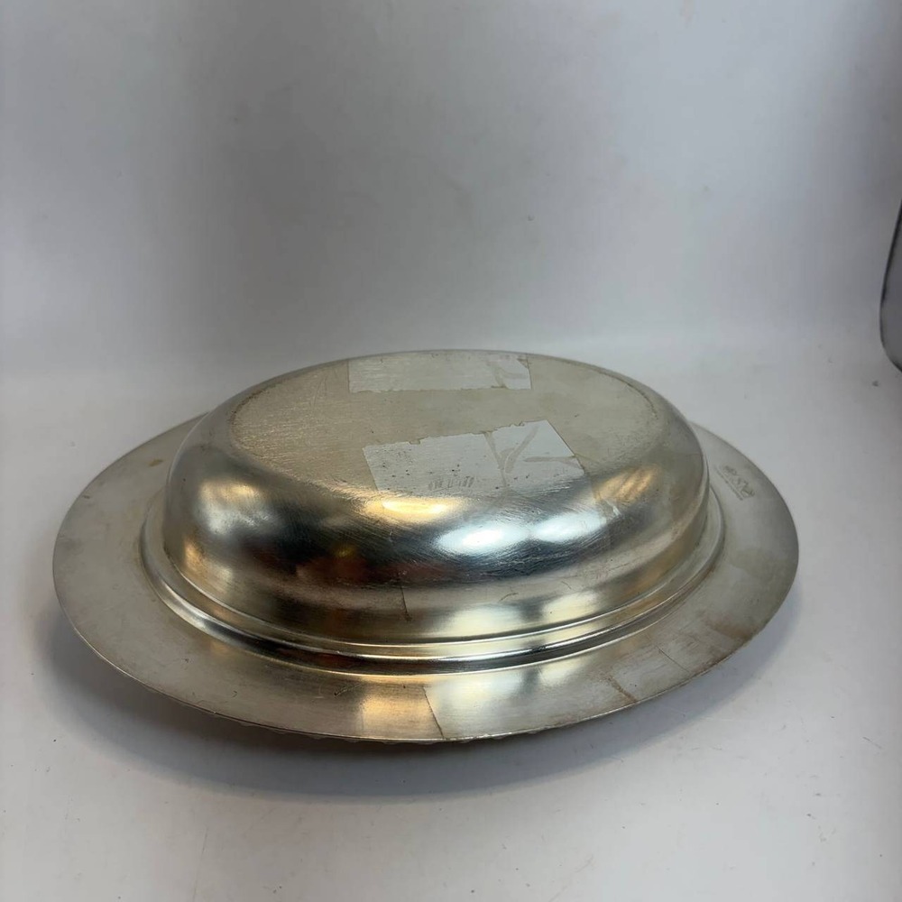Vintage Silver Plate Oval Covered Serving Dish Gadroon Trim Double Handle Lid